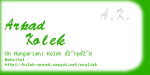 arpad kolek business card